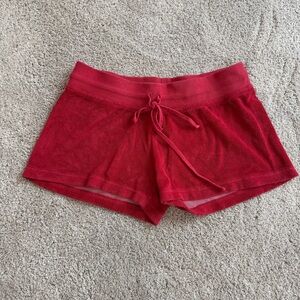 Hard Tail Forever Juniors Large Red Low Rise Terry Drawstring Shorts Like New.